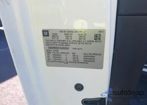 2012 GMC Acadia Sl from USA, damaged, VIN 1GKKRNED1CJ393341